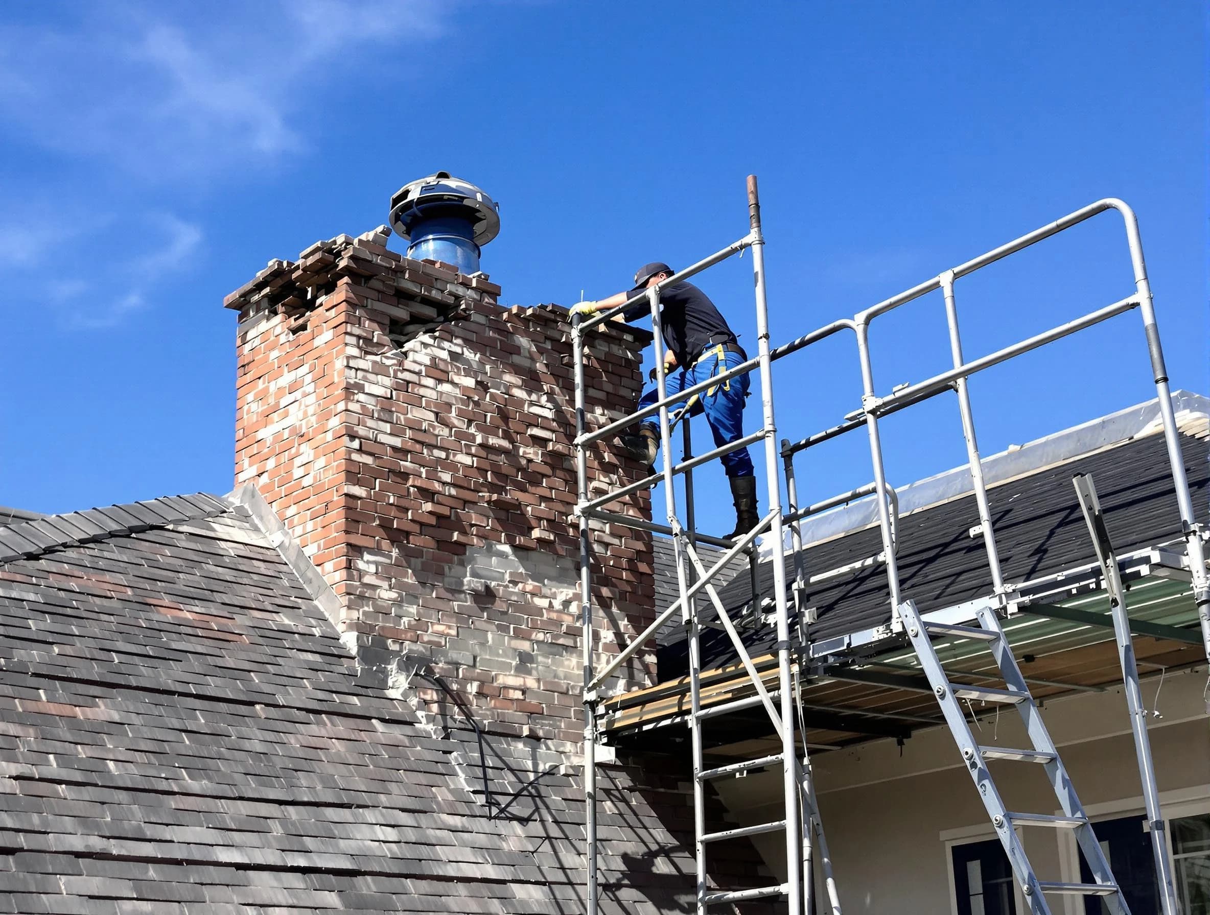 Rebuilding a chimney structure by Allison Park Chimney Sweep in Allison Park, PA