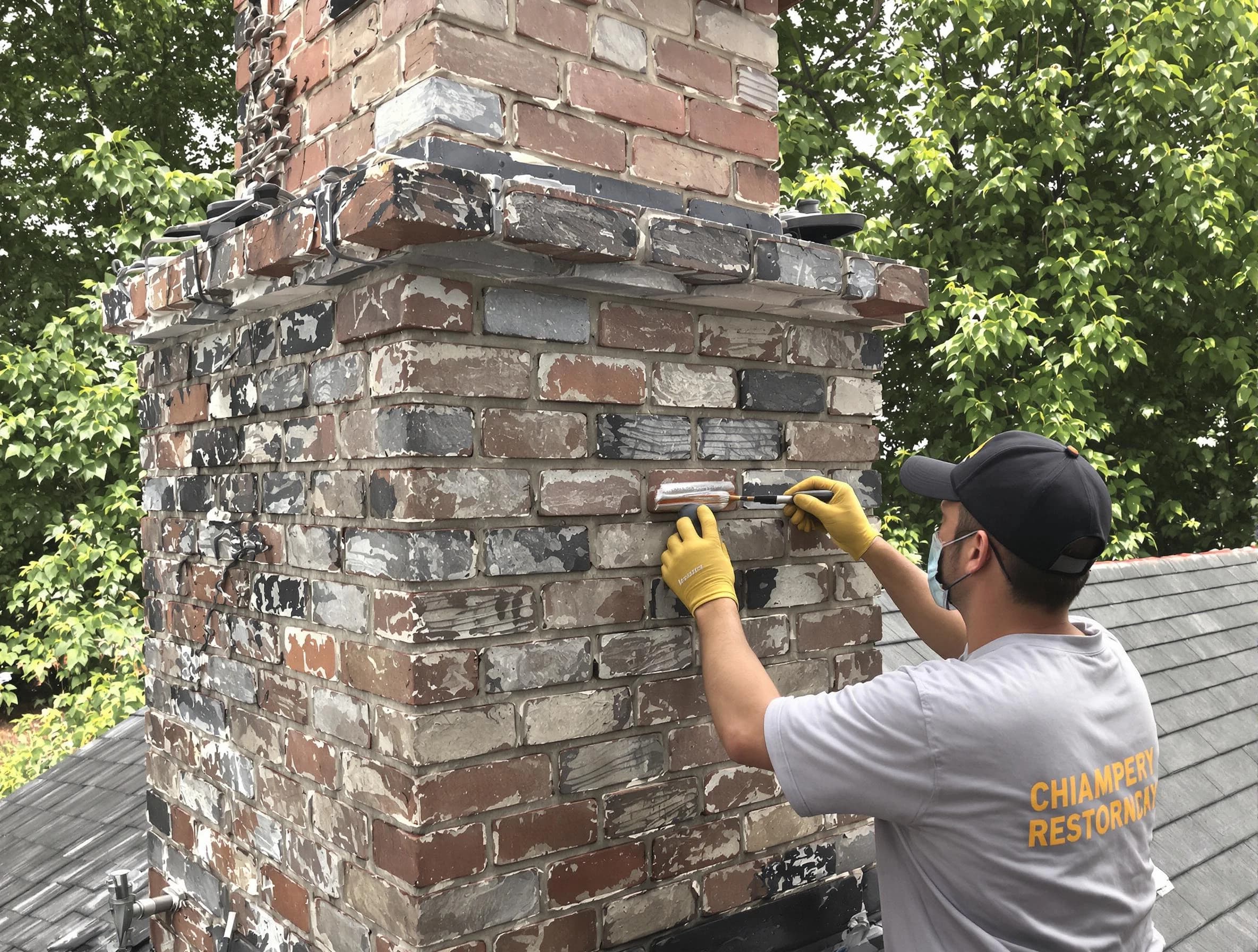In-progress chimney restoration by Allison Park Chimney Sweep in Allison Park, PA