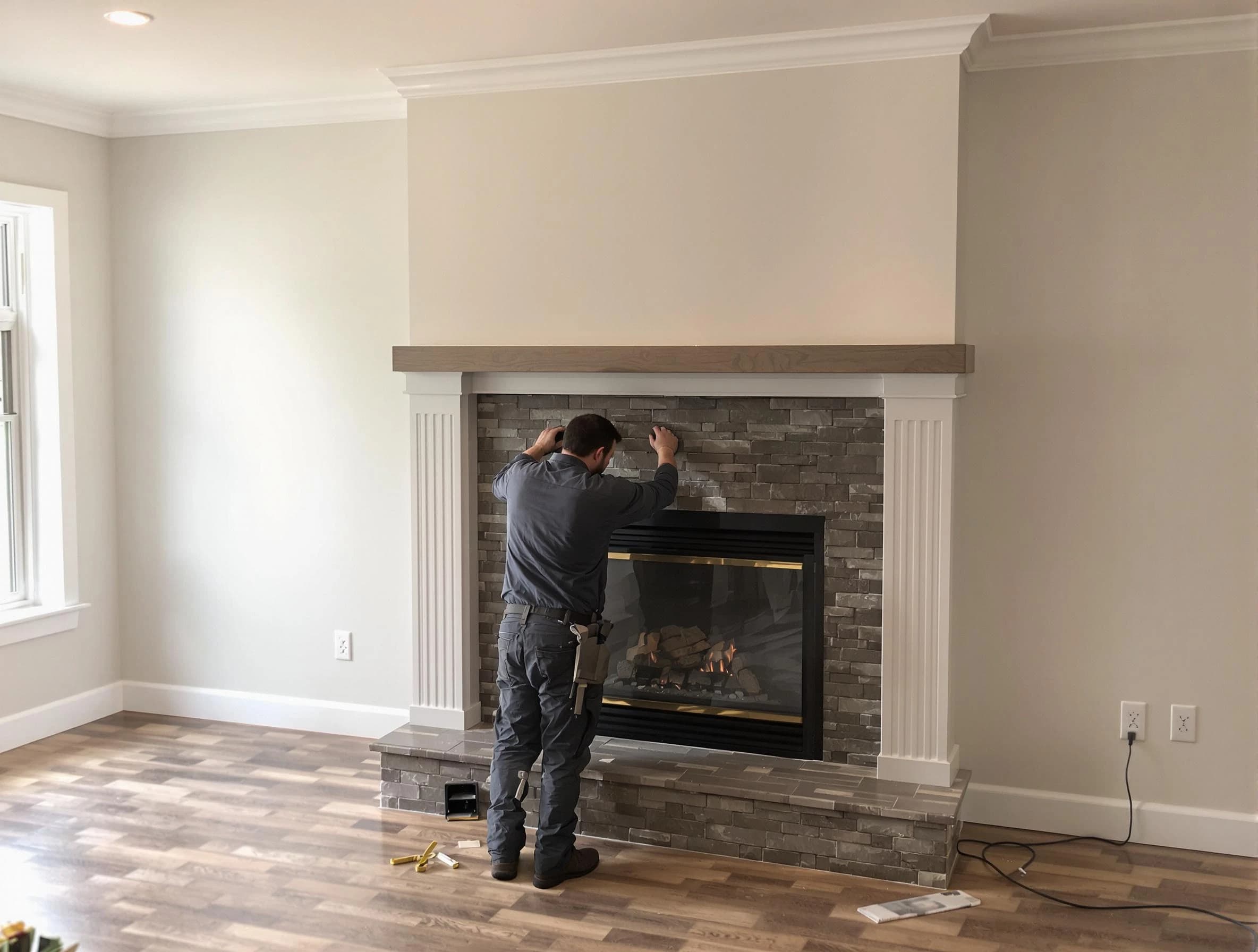 Allison Park Chimney Sweep finishing a custom fireplace install in Allison Park, PA