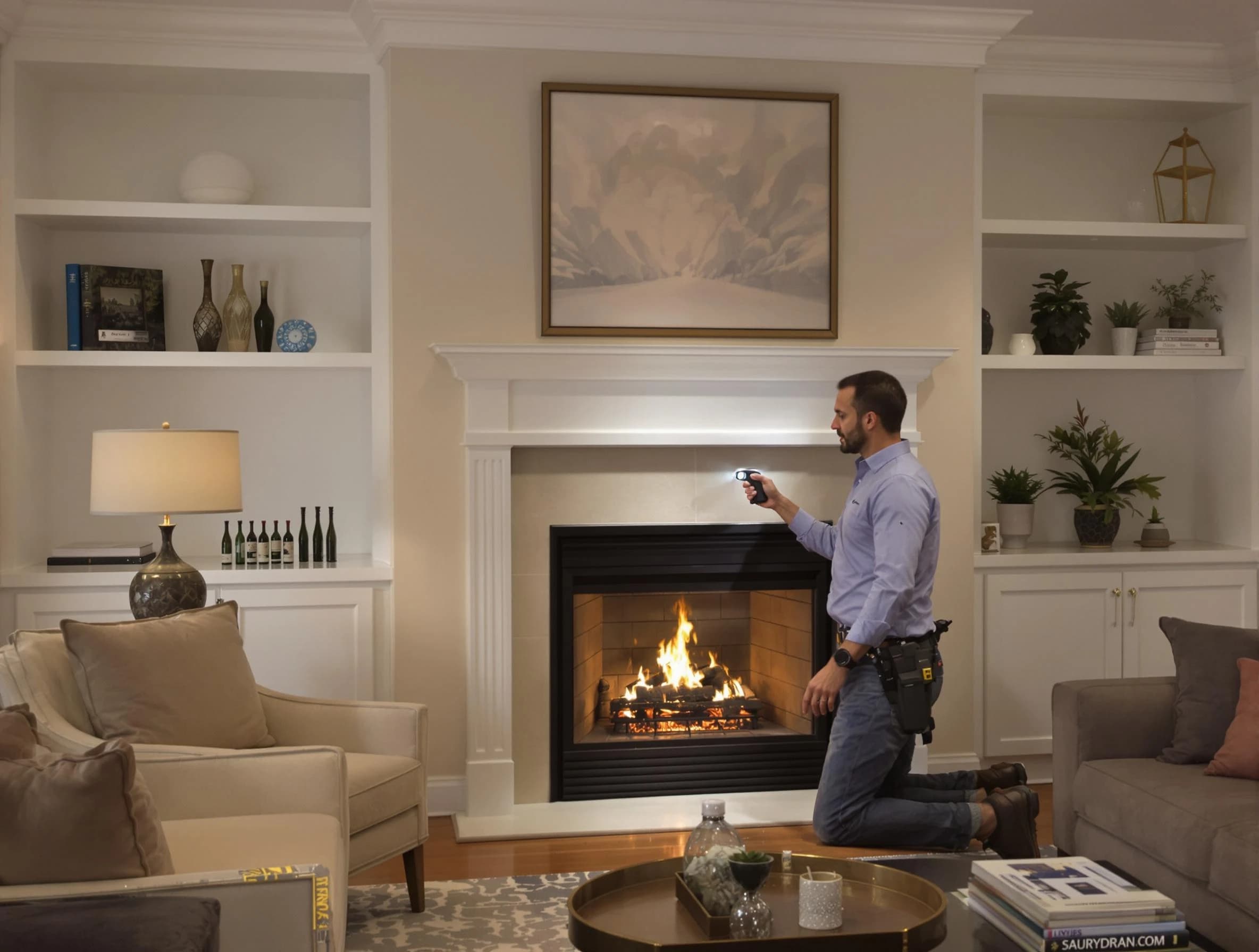 Allison Park Chimney Sweep conducting a fireplace safety inspection in Allison Park, PA