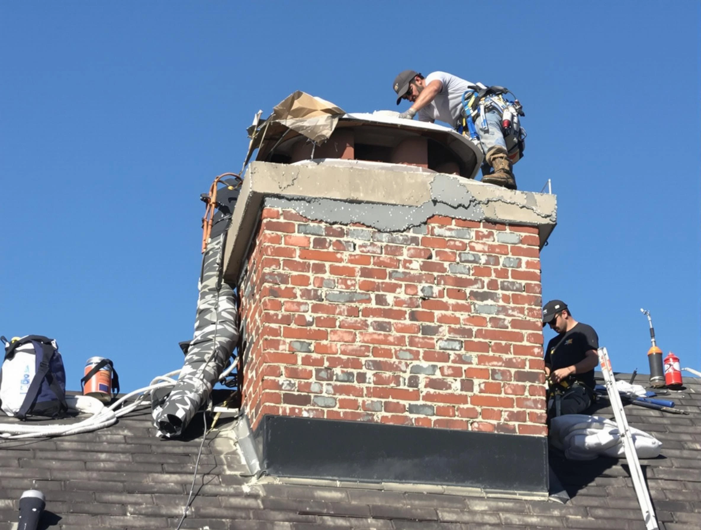 Allison Park Chimney Sweep installing a custom chimney crown in Allison Park, PA
