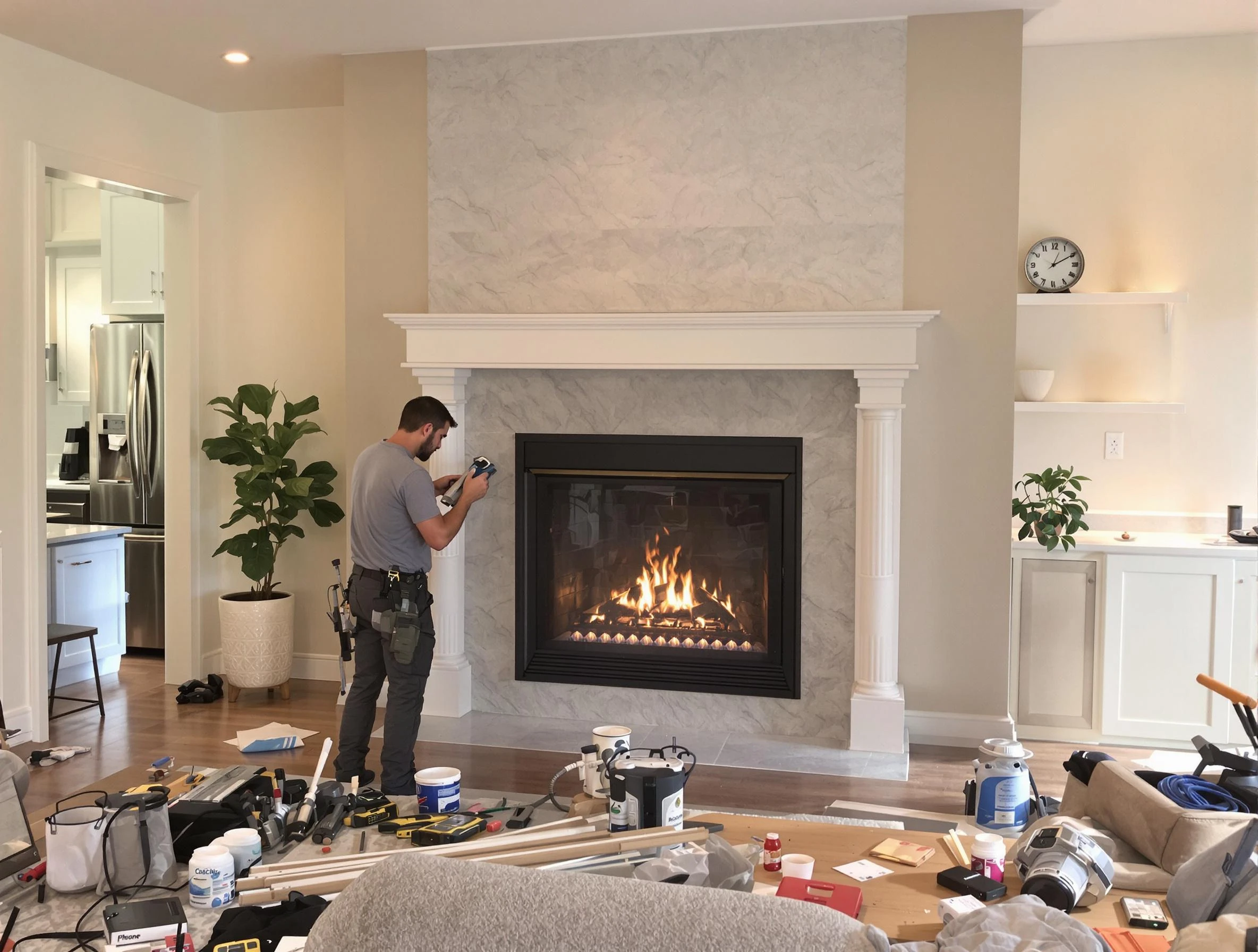 Newly installed fireplace by Allison Park Chimney Sweep in Allison Park, PA